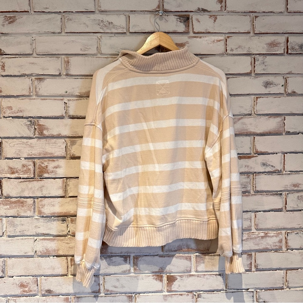 Aerie suns out 1/4 zip beige and white strip pullover sweatshirt - Picture 4 of 4